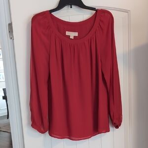 Michael Kors Red Split Sleeve Blouse Size Medium